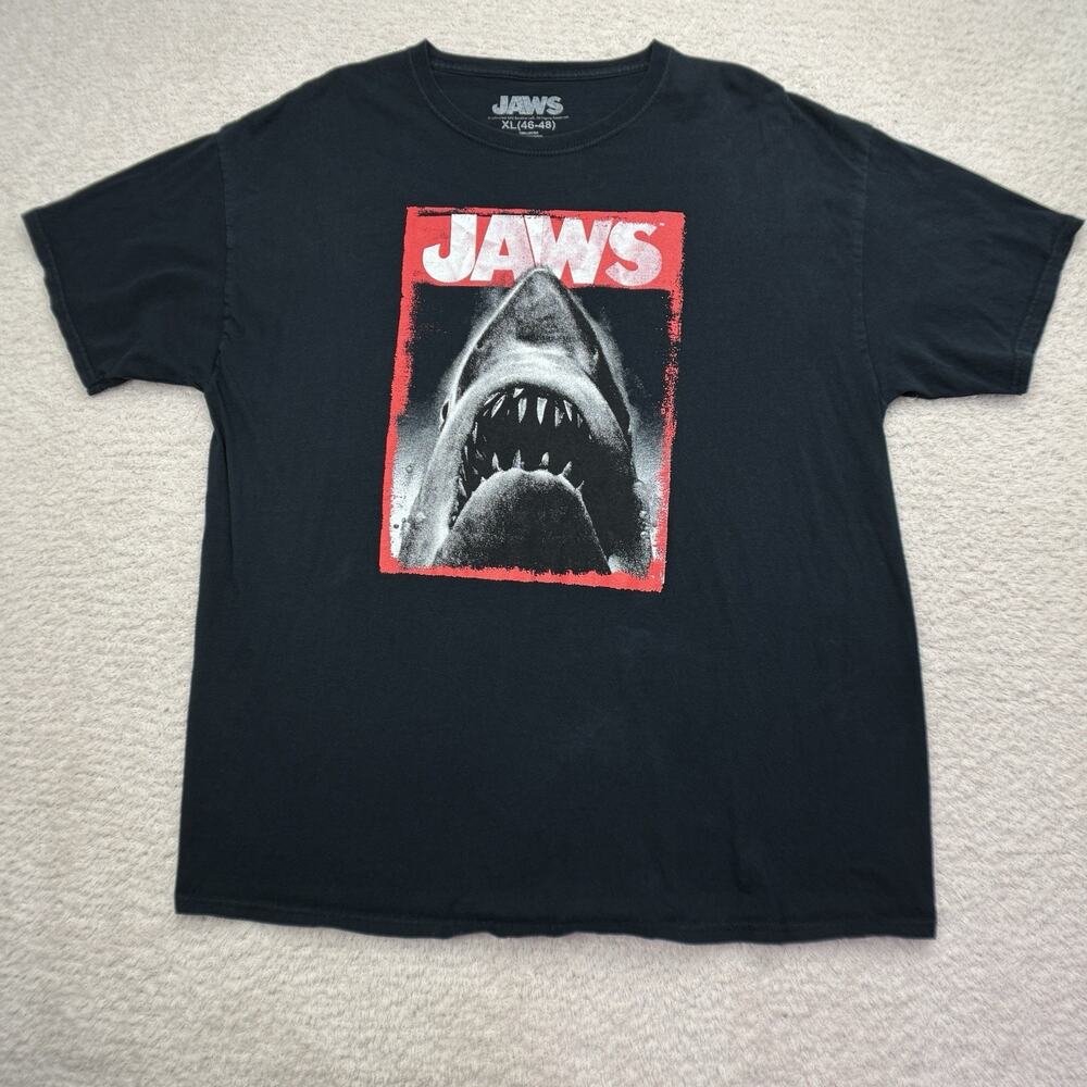 JAWS T-Shirt‎ Mens Sz XL Black Universal City Studios Graphic Tee Horror Shark